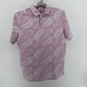 Nat Nast Luxury Originals Men's Polo Shirt XL Pink Cotton Blend Tropical Leaf